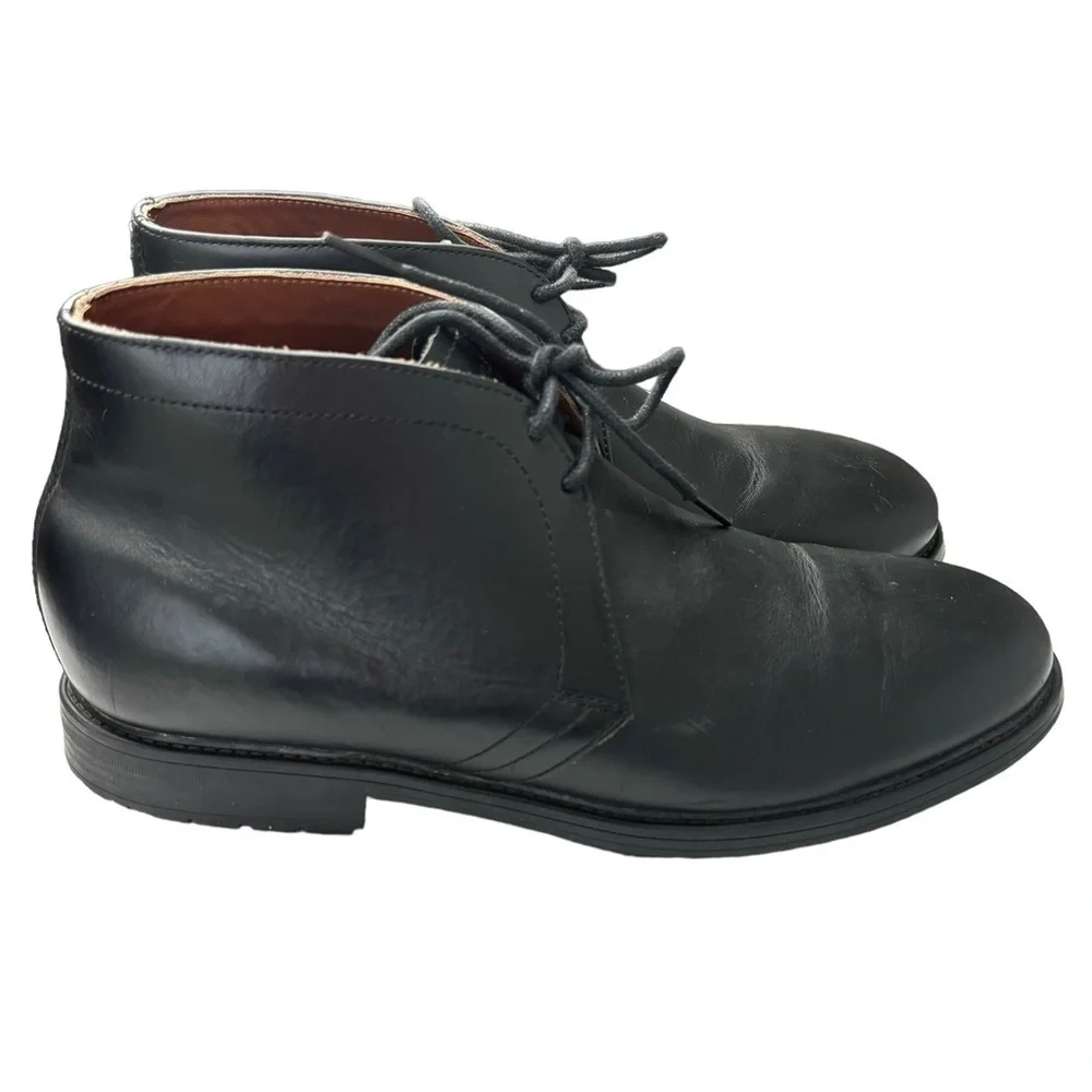 TOMMY HILFIGER Mens Chukka Boots 11 M Black Leather Oxford Boot Rubber Sole EUC